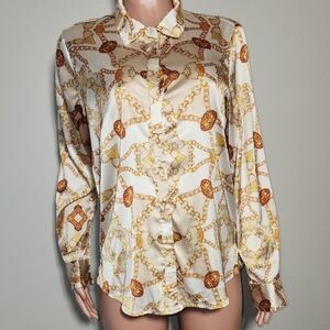 Guess Gold and Cream Button Down Shirt